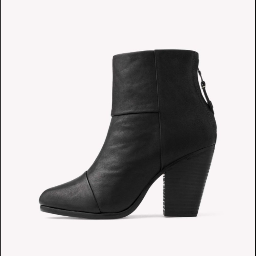 RAG and BONE Sz 36 6 Classic Newbury Ankle Boot in Black Leather